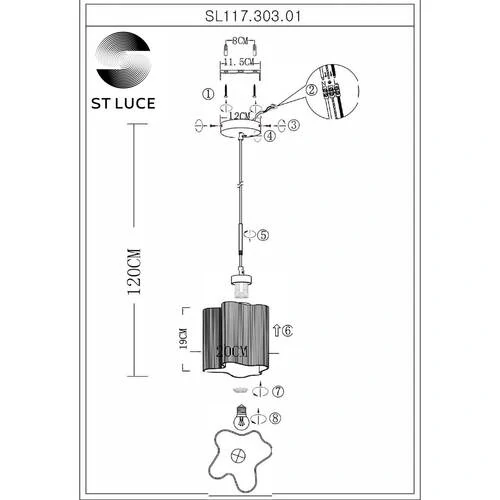 SL117.303.01 Подвес ST-Luce Бронзовый/Янтарный E27 1*60W ONDE