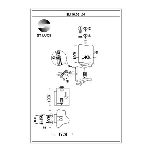 SL116.051.01 Бра ST-Luce Серебристый/Белый E14 1*40W ONDE