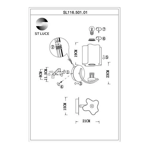 SL116.501.01 Бра ST-Luce Серебристый/Белый E27 1*60W ONDE