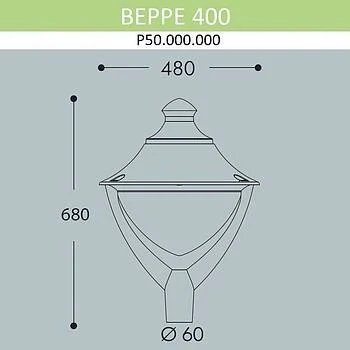 Уличный фонарь на столб FUMAGALLI BEPPE P50.000.000.LYR1L, Серый и Опал (молочный), с лампой 1500Lm, 4000К