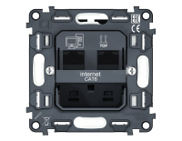 Механизм компьютерной двойной розетки RJ-45 (8P8C) CAT6 с автоматической защитной шторкой QUANT (Ambrella Volt, VM189)