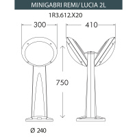 Уличный фонарь столб Fumagalli Mini Gabri Remi/Lucia 2L, 1R3.612.X20.LYE27BU1, серый/синий, опал