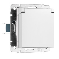 W1171261/Электроустановочные изделия - Розетка с заземлением и шторками c крышкой IP44 N (белый матовый)