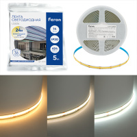 Светодиодная COB лента Feron LS530, 320SMD(2110)/м 10Вт/м 24V 5000*8*1.8мм 4000К IP20, 51976